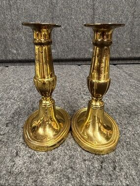 Made in England Brass Home Accents Gold Finish Decorative Candlestick Pair